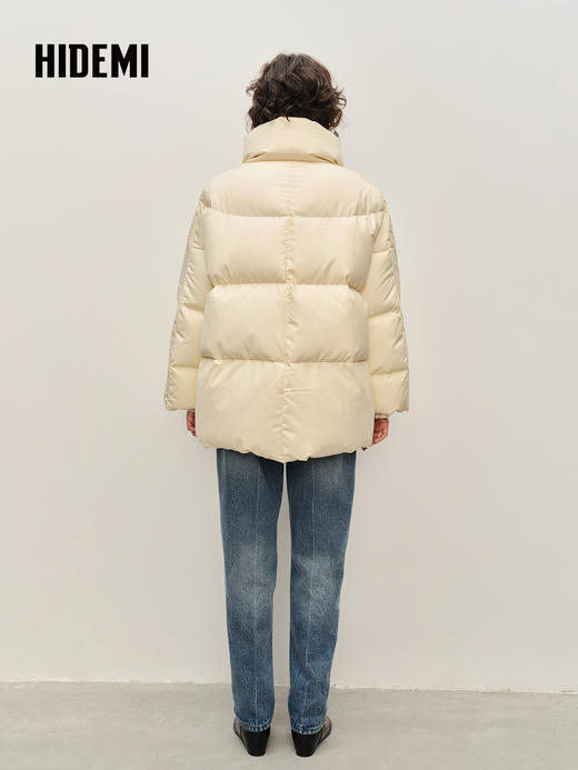 HIDEMI 超保暖白鸭绒两件套收纳背包配套加厚款羽绒大衣 白色/黑色 商品图6