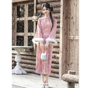 GX针织绒超柔长款倒大袖旗袍2025秋冬新款时尚改良新中式日常旗袍裙