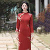WZY9488 加绒加厚冬装国风新中式长款长袖旗袍改良年轻款女复古秋冬季 商品缩略图4