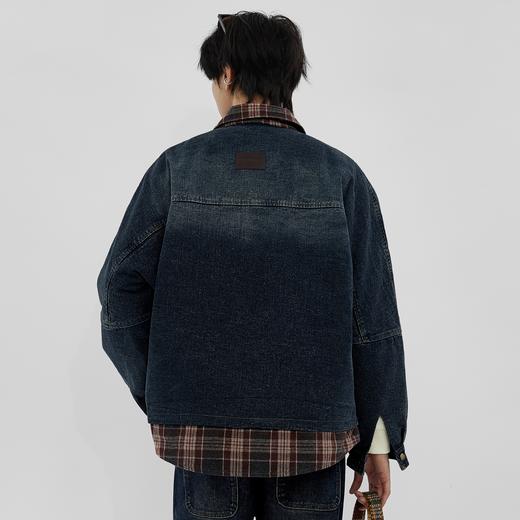 HX 冬季水洗牛仔翻领薄羽绒服假两件设计时尚保暖Z100440105101 商品图5