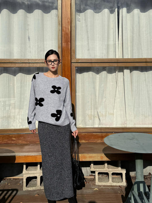 【山花烂漫】噢蜜ooomeooo四叶草提花羊绒套头衫 商品图5