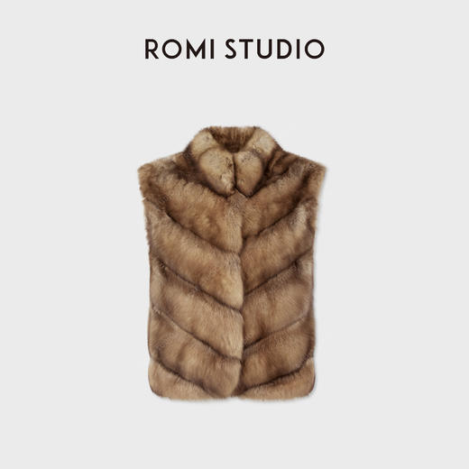 ROMI STUDIO紫  貂马甲细腻光泽毛针横排轻奢水貂皮草RWCWW05420 商品图2