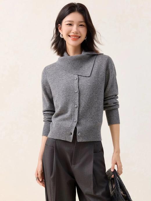 温润老钱～【定制量感围脖针织开衫】LP家同源100%顶级全羊毛！设计感围脖领自带腔调，修饰脸型与颈部线条，舒适自在WD 商品图7