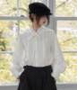 浮生八记/25C182/莱赛尔棉花边立领灯笼袖飘带衬衫 商品缩略图0
