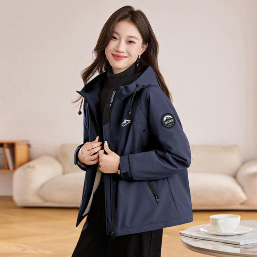 丁摩 休闲连帽派克棉服女冬季新款宽松洋气加厚夹棉冲锋衣外套5ZF-25893 商品图2