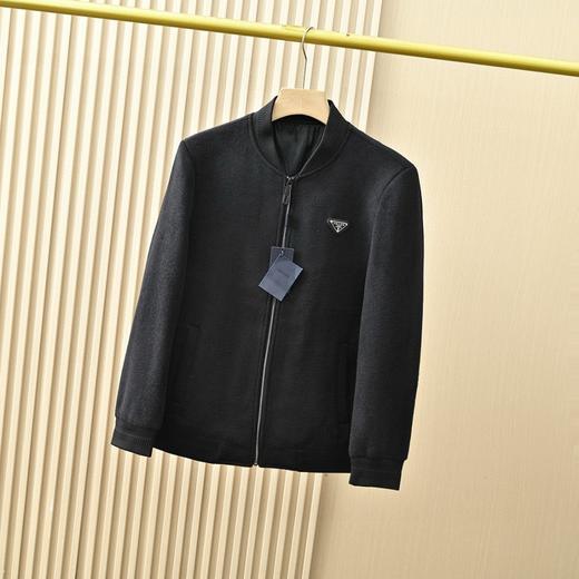 三角标秋冬新款男士棒球领羊毛呢休闲夹克外套 商品图1
