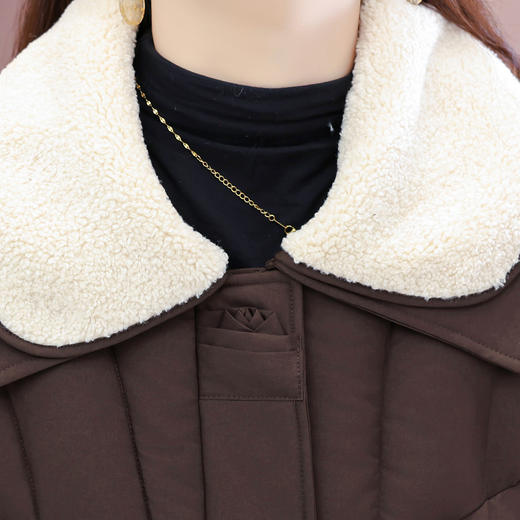 QYM  B9802-Y小个子翻领毛领棉衣宽松休闲加厚加绒云绒服宽松休闲棉袄 商品图3