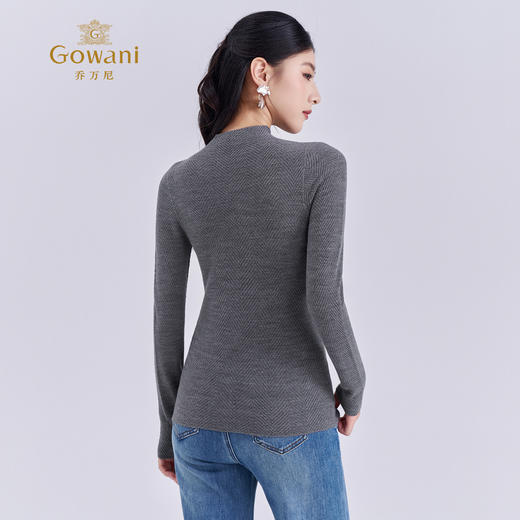 乔万尼2025冬云柔感水波纹100%绵羊毛半高领保暖打底衫ED4M801 商品图4