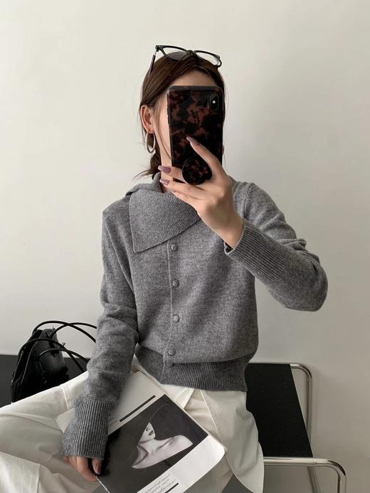 温润老钱～【定制量感围脖针织开衫】LP家同源100%顶级全羊毛！设计感围脖领自带腔调，修饰脸型与颈部线条，舒适自在WD 商品图0