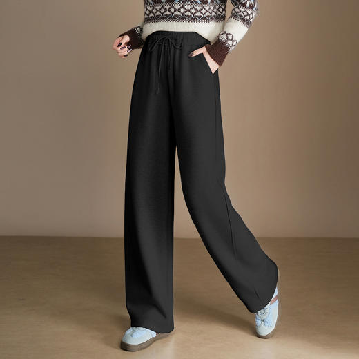 QYM 9535-Y松紧高腰直筒休闲裤宽松阔腿裤 商品图1