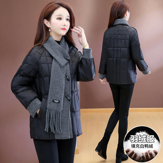 QYM J639-Y黑色妈妈装加厚保暖羽绒服宽松休闲保暖外套 商品图2