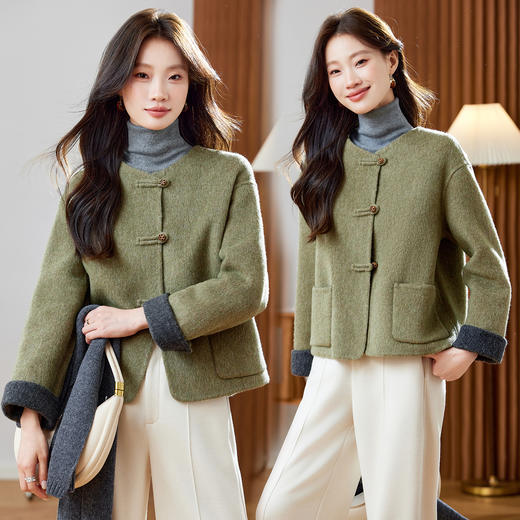 短款毛呢外套时尚休闲，宽松显瘦气质绵羊毛呢子大衣HR-ZYIF2635 商品图1
