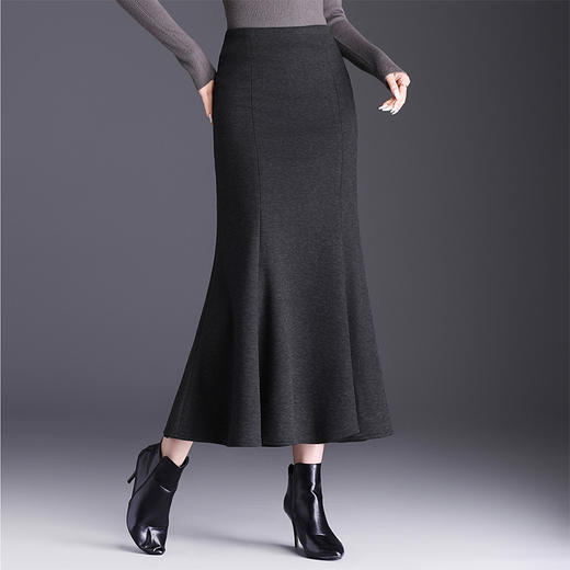 QYM 2566-Y奥粒绒鱼尾裙中长款包臀裙时尚气质半身裙 商品图1