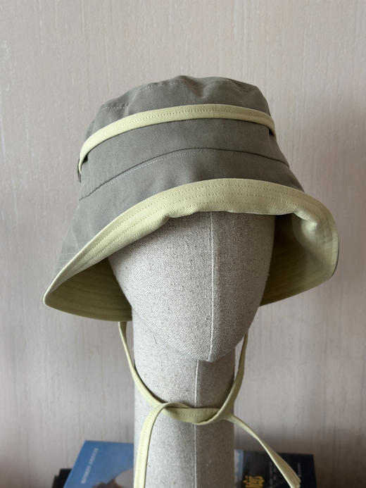 CHAMBARET 帽子S（双面可用) 青草黄拼橄榄色 商品图7