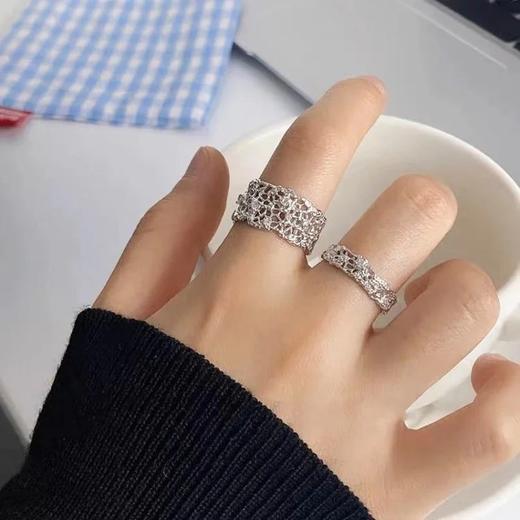 出口英国~【925银蕾丝戒指】2款可选！全部是手工做出来的！古法镂空工艺S925银材质，还有锆石镶嵌~开口戒，可以调节开口围度WD 商品图3