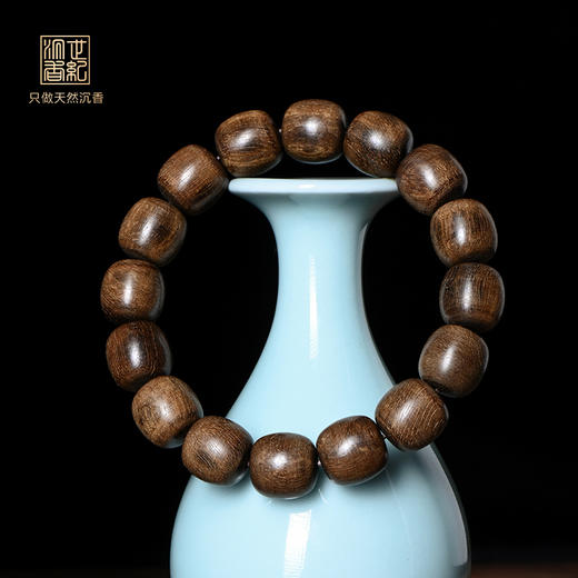 天然芽庄红土沉香桶珠 沉水级 13.3mm*16颗 24.8克 SP10851 商品图0