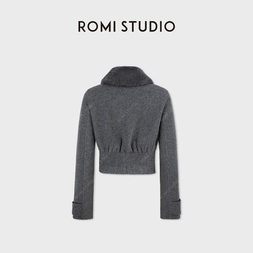 ROMI STUDIO水貂皮草毛领澳洲羊毛短款夹克毛呢外套RWCWWG6553【可拆卸水貂毛领】 商品图2