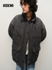 HIDEMI 极简口袋设计感飞行员式皮领拼接大廓形宽松加厚款棉服大衣 商品缩略图3