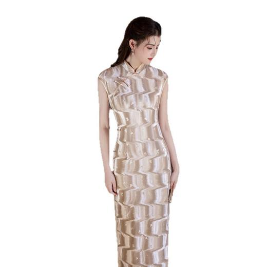 GX老上海改良新中式丝绒长款无袖旗袍2025初秋新款日常修身年轻旗袍 商品图4