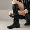 【预售7天】真皮圆头粗跟骑士靴女秋冬过膝高筒靴大筒围显瘦堆堆靴KYD&KK10557 商品缩略图2