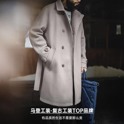 马登工装德式灰色巴尔玛肯风衣中长款战壕大衣廓形英伦外套男秋 商品图4