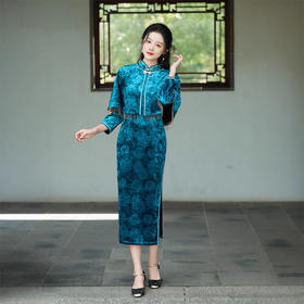 GX丝绒披肩旗袍套装2025秋冬新款时尚改良新中式日常可穿旗袍两件套
