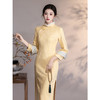 LSB 4158黄色旗袍长袖加绒国风新中式连衣裙 商品缩略图3