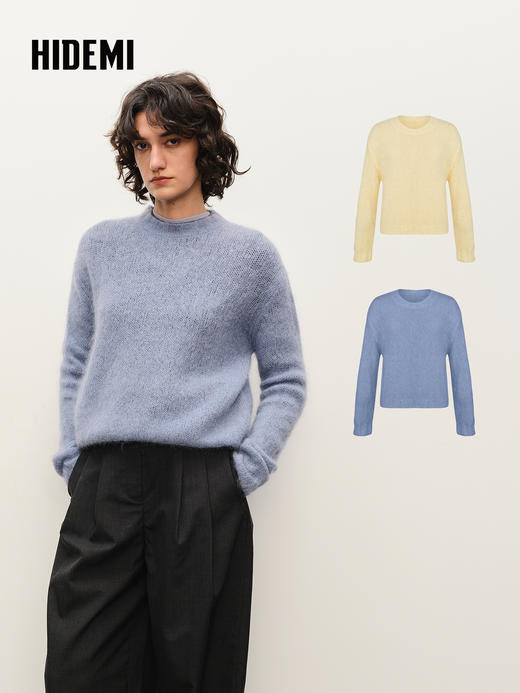 HIDEMI 南非初生马海毛粗针圆领毛衣 商品图0