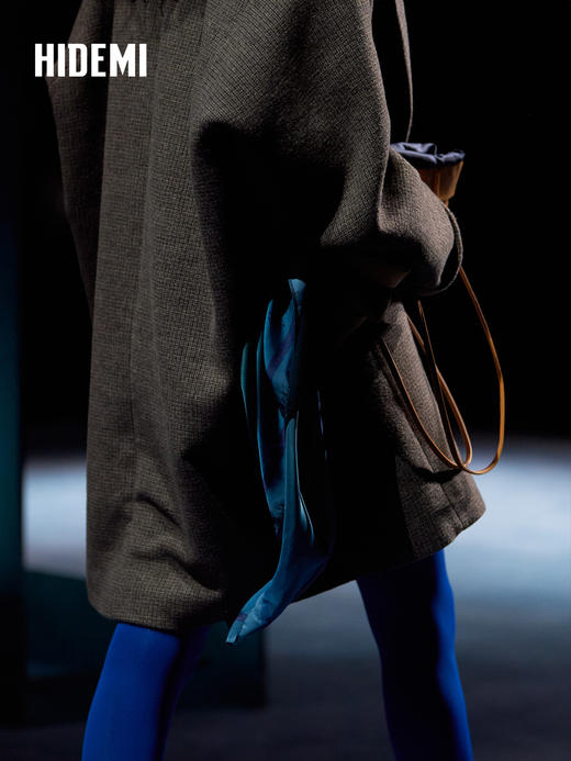 HIDEMI 大秀款进口羊毛色织格纹廓形宽肩口袋加厚西装大衣毛呢外套 商品图4