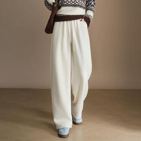 QYM 9535-Y松紧高腰直筒休闲裤宽松阔腿裤