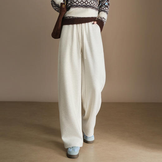 QYM 9535-Y松紧高腰直筒休闲裤宽松阔腿裤 商品图0