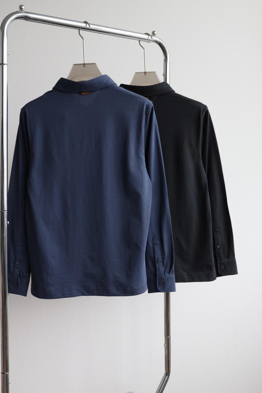 杰尼 新款平纹针织长袖翻领Polo衫 CX232 商品图4