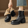 【预售5天】秋冬新款时尚百搭真皮羊毛保暖雪地靴粗跟厚底增高跟短靴女TYMXY&7037 商品缩略图2