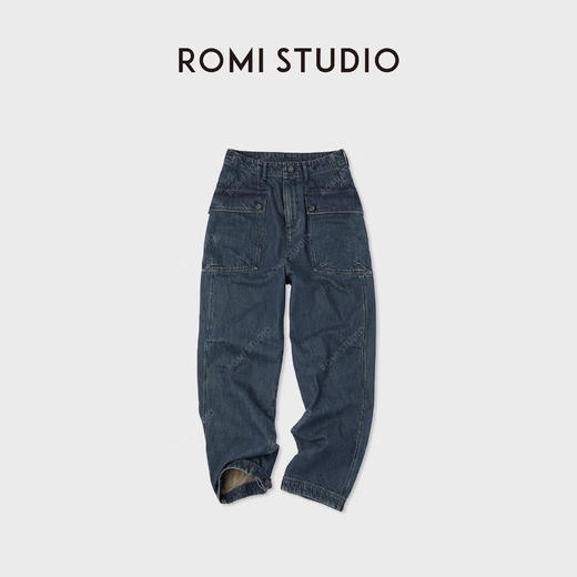 ROMI STUDIO“丹宁牛仔”复古棉质工装褶皱立体牛仔裤  RWCAXU6126 商品图1