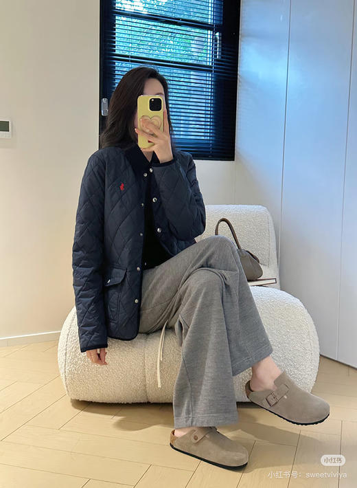 预售！RLの保真~！3K+马标刺绣！老钱风夹棉外套.绗缝菱格薄棉服 商品图6