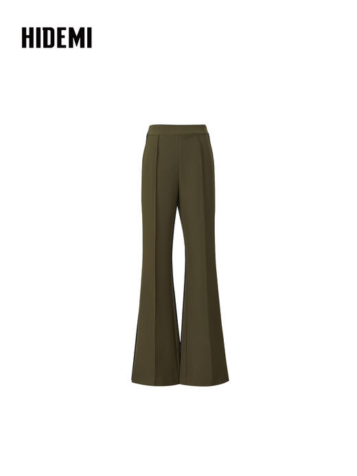HIDEMI 显瘦中高腰喇叭长裤神裤 军绿色/咖啡色/黑色 商品图7