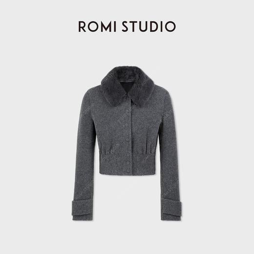 ROMI STUDIO水貂皮草毛领澳洲羊毛短款夹克毛呢外套RWCWWG6553【可拆卸水貂毛领】 商品图1