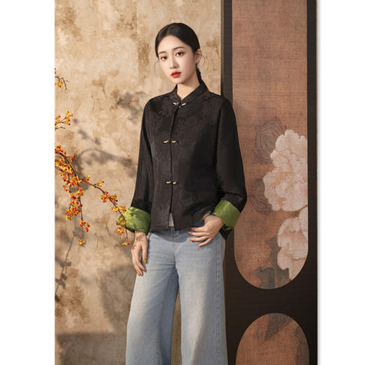 GX苏杭批发女装2025秋冬爆款版型棉绸提花国风外套百搭开衫旗袍上衣 商品图3