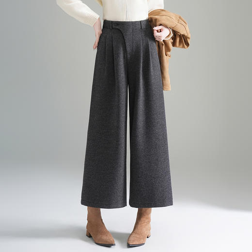 QYM 9532-Y高腰宽松毛呢阔腿裤气质厚款羊毛裤 商品图1