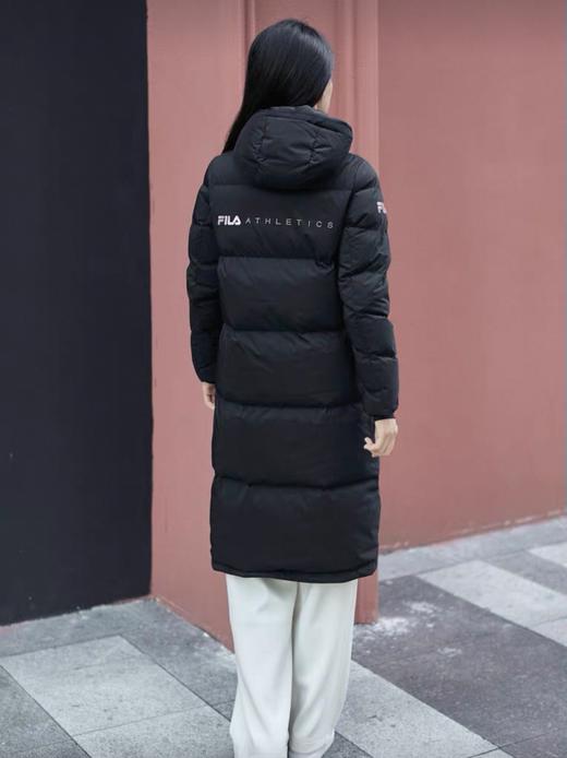 渠道货！纯女款90绒！FL2025冬季新品中长款女款运动连帽羽绒服  斐家长款羽绒服 商品图2