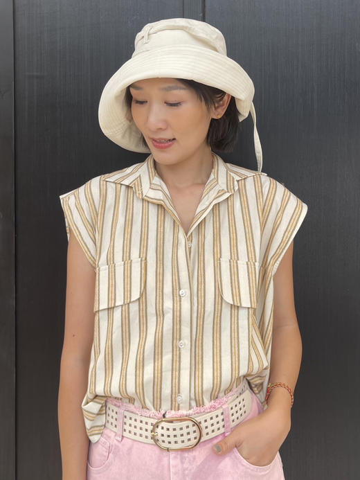 CHAMBARET 帽子（双面可用) - 双面白色/紫色拼浅米 商品图2