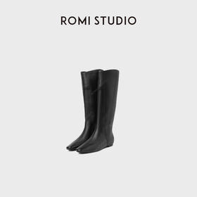 ROMI STUDIO“简约复古”羊皮舒适柔软不及膝方头高筒靴 RWCWP36765