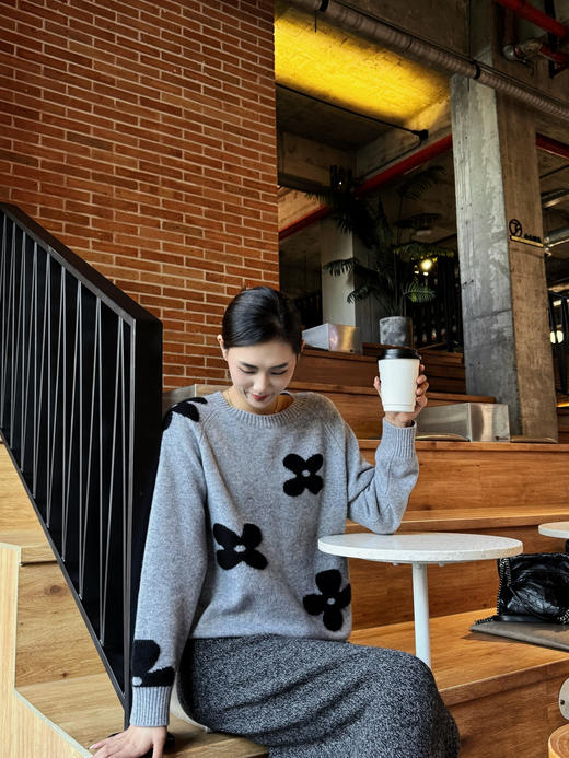 【山花烂漫】噢蜜ooomeooo四叶草提花羊绒套头衫 商品图7