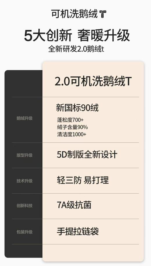男女同款可机洗90鹅绒保暖超轻液态T恤羽绒长袖T 商品图4