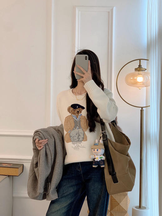 1027-4 亲戚工厂一手渠道货 小马秋冬新款 小熊提花 羊毛羊绒重磅针织套头衫 商品图10