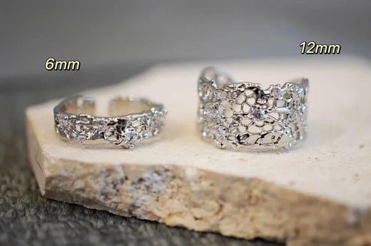 出口英国~【925银蕾丝戒指】2款可选！全部是手工做出来的！古法镂空工艺S925银材质，还有锆石镶嵌~开口戒，可以调节开口围度WD 商品图2