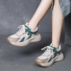 吉树热销2025真皮休闲运动鞋系带女鞋头层牛皮厚底拼色单鞋四季鞋 商品缩略图0