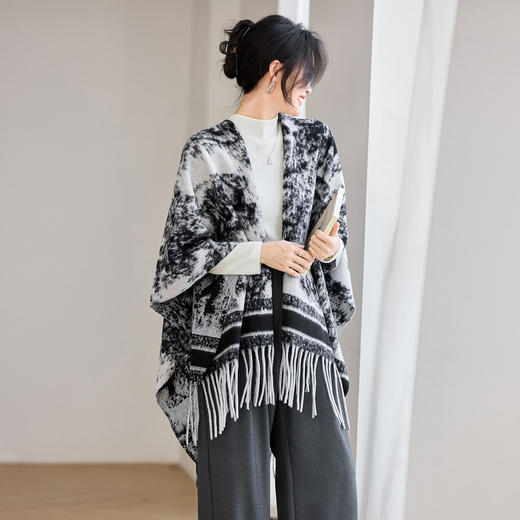 慵懒风流苏披肩斗篷，宽松百搭针织开衫外套高级感CC-AB-314 商品图1