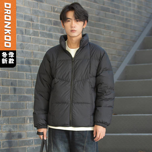 DRONKOO 2025 立领下摆橡筋织带绗缝基础短款厚羽绒服 商品图0