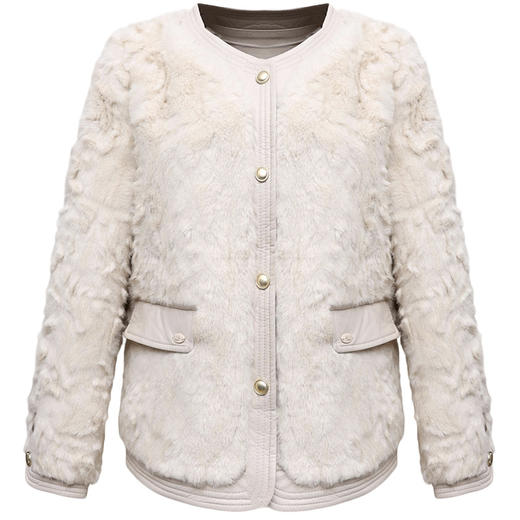 QYM 5281AS9015时尚皮毛一体外套单排扣休闲保暖毛绒外套 商品图4